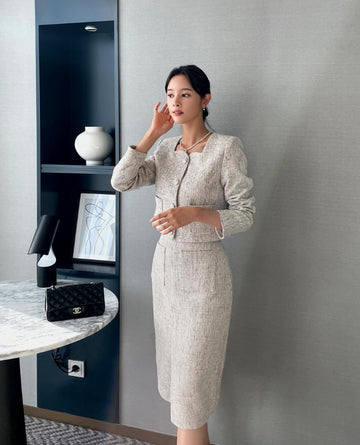 Coner Tweed Split Skirt